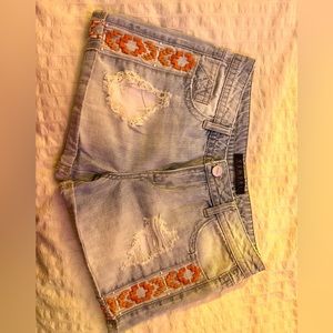 TINSEL Embroidered Jean Shorts